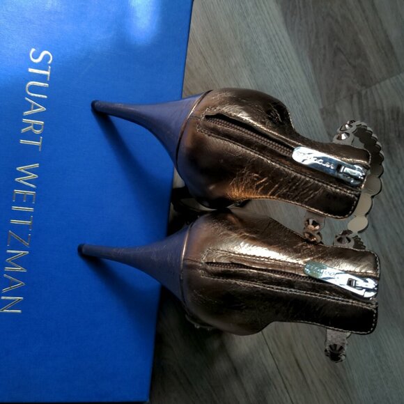 Sergio Rossi Crystal Stud Rose Gold Strappy Stiletto Heels - Picture 10 of 12